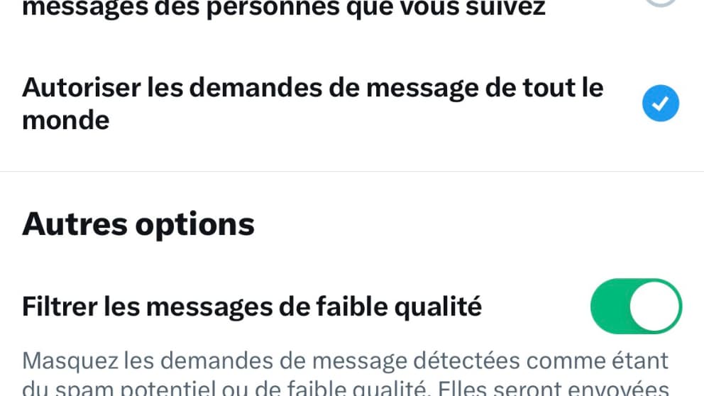 Une petite manipulation permet de recevoir tous les messages. Une petite manipulation permet de recevoir tous les messages.