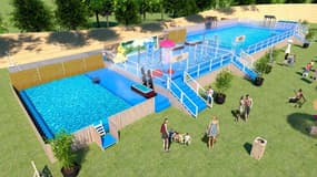 Une piscine éphémère installée au parc de la Tête d'Or (visuel non contractuel).