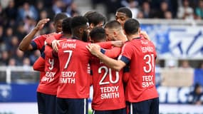 Auxerre-Lille: la joie des joueurs lillois le 22 avril 2023
