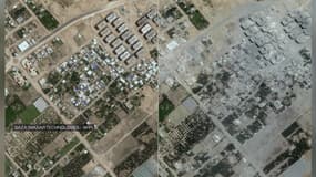 Des images satellite de la ville d'Atrara, dans la bande de Gaza - le 10 mai et le 21 octobre 2023.