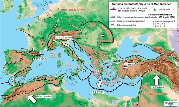 Carte sismotectonique de la Méditerranée