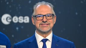Le directeur général de l'Agence spatiale européenne (ESA) Josef Aschbacher pendant une conférence de presse le 3 mai 2023.