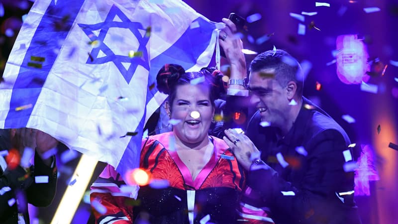 L'israélienne Netta Barzilai, lors de sa victoire à l'Eurovision, le 12 mai 2018.