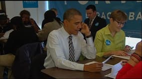 Barack Obama dans un centre d'appel démocrate