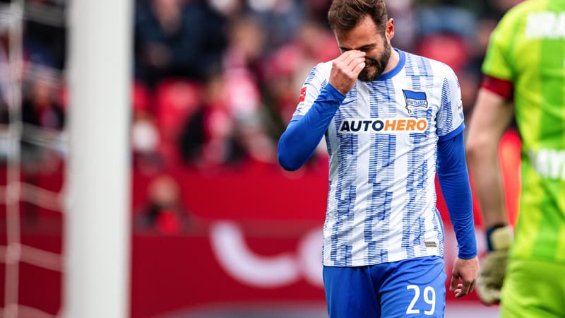Lucas Tousart en avril 2022 avec le Hertha Berlin.