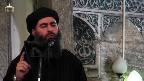 Une image issue d'une vidéo du groupe Etat islamique où apparaît son leader, Abou Bakr al-Baghdadi, le 5 juillet 2014