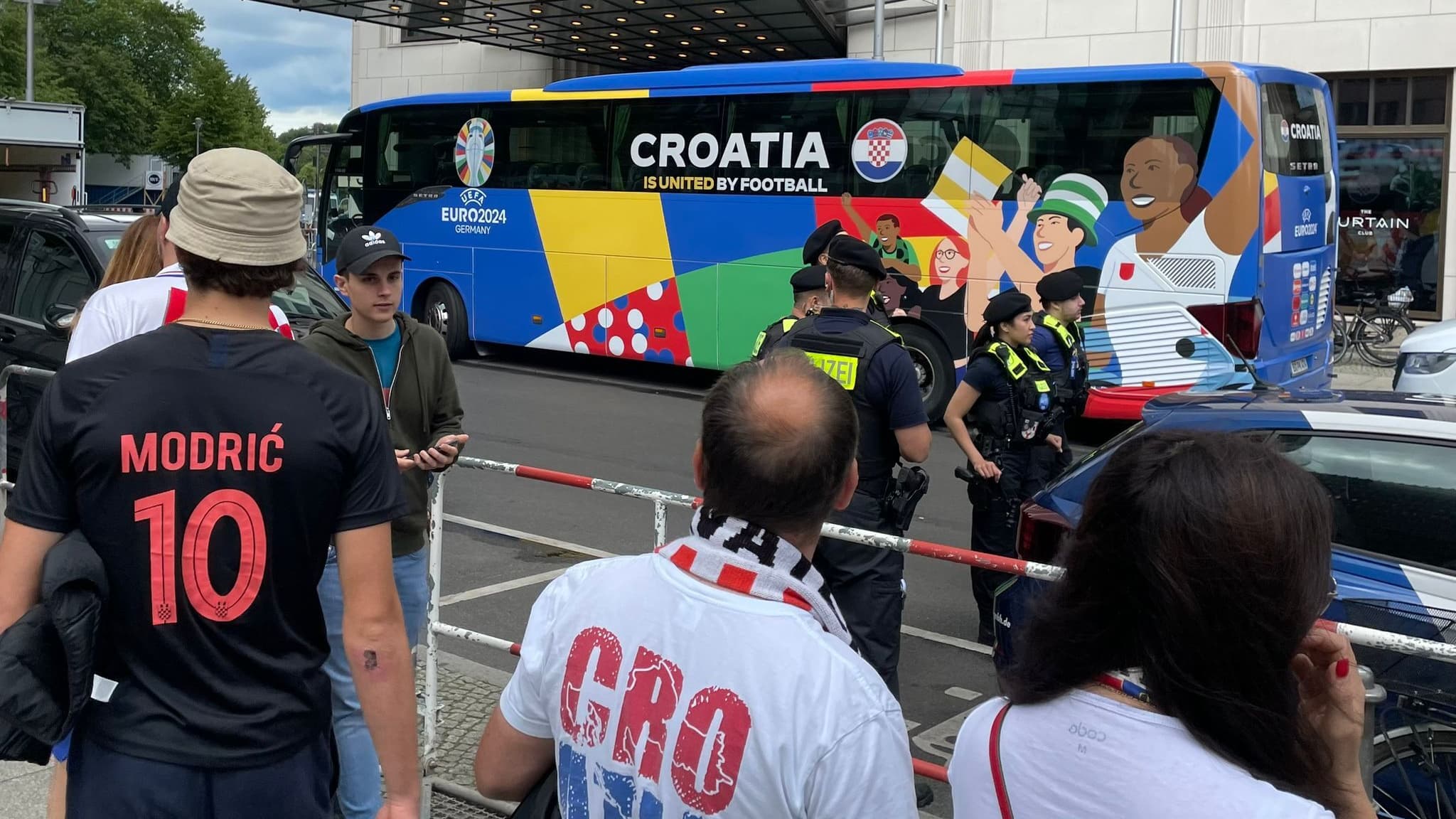 Le car de la Croatie avant la rencontre face à l'Espagne, le 15 juin 2024