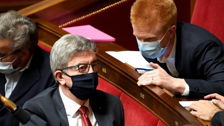 Jean-Luc Mélenchon et Adrien Quatennens le 13 octobre 2020 à l'Assemblée nationale à Paris (Photo d'illustration) 