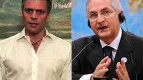 Montage montrant côte à côte Leopoldo Lopez et Antonio Ledezma, deux opposants vénézuéliens (image d'illustration)