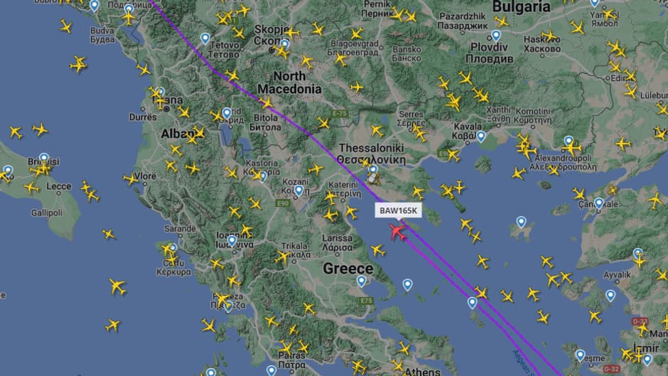 Capture d'écran FlightRadar24 le 11 octobre 2023 montrant un avion en direction de Tel-Aviv détourné par British Airways. Capture d'écran FlightRadar24 le 11 octobre 2023 montrant un avion en direction de Tel-Aviv détourné par British Airways.