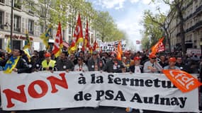 Manifestation contre la fermeture de PSA Aulnay en mai 2012.