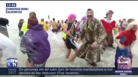 À Dunkerque, ils ne ratent pas le "bain de givrés"... même dans une eau à 9°C