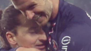 Zlatan Ibrahimovic et David Beckham lors du match PSG vs OM de dimanche soir