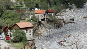 Les dégâts provoqués par les pluies et les crues, le 3 octobre 2020 à Saint-Martin-Vésubie, dans les Alpes-Maritimes (Photo d'illustration)