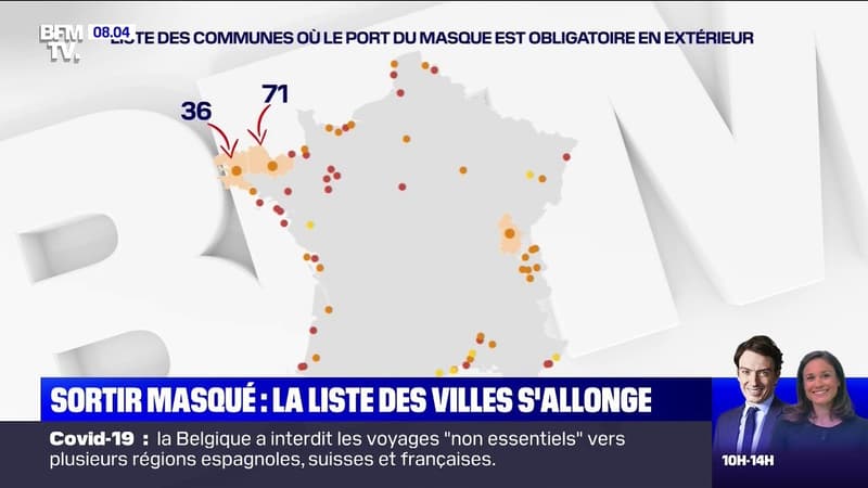 Quelles sont les communes où le port du masque est obligatoire dans les espaces publics en extérieur ?