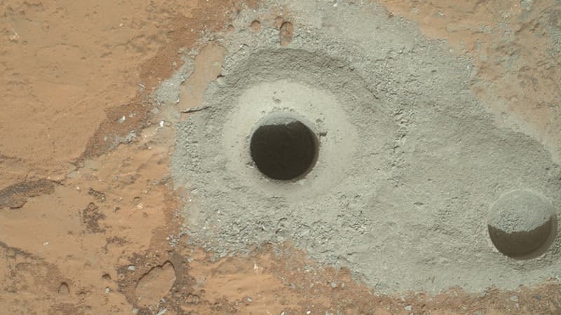 La toute première carotte prélevée sur la planète rouge par le robot Mars Curiosity.