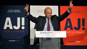 Le maire de Bordeaux Alain Juppé et candidat Les Républicains à la primaire à droite en meeting, le 20 avril 2016.