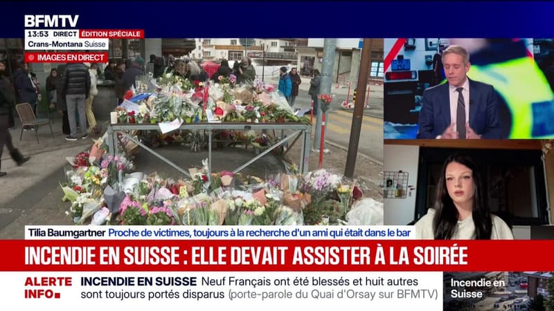 Incendie en Suisse: "Ils étaient dans le fumoir, c'est l'endroit le plus loin" de la sortie, explique Tilia, à la recherche d'un ami qui était dans le bar
