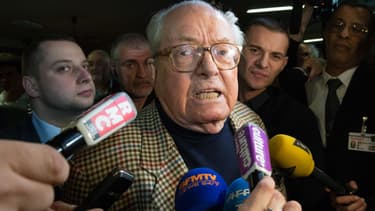 Jean-Marie Le Pen, le 29 mars 2015 à Carpentras, à un meeting de Marion-Maréchal Le Pen.