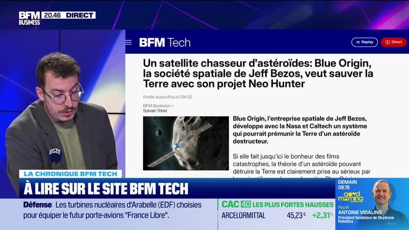 À lire sur le site Tech&Co : Un satellite chasseur d'astéroïdes : Blue Origin, la société spatiale de Jeff Bezos, veut sauver la Terre avec son projet Neo Hunter, par Sylvain Trinel - 24/03