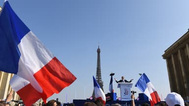 Éric Zemmour, lors de son meeting au Trocadéro à Paris, dimanche 27 mars 2022