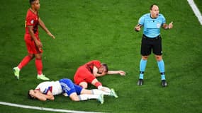 Timothy Castagne après un terrible choc au visage lors de Belgique-Russie à l'Euro