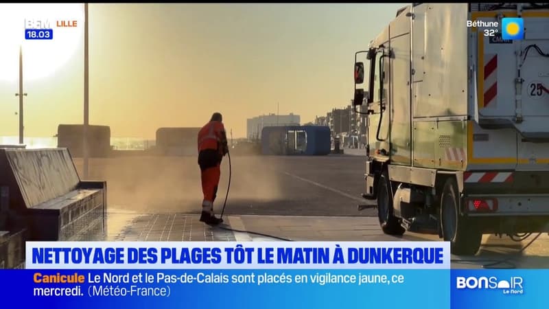 La plage de Dunkerque nettoyée dès l'aube par les agents