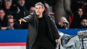 Luis Enrique agacé pendant le match PSG-Real Sociedad en Ligue des champions, le 14 février 2024