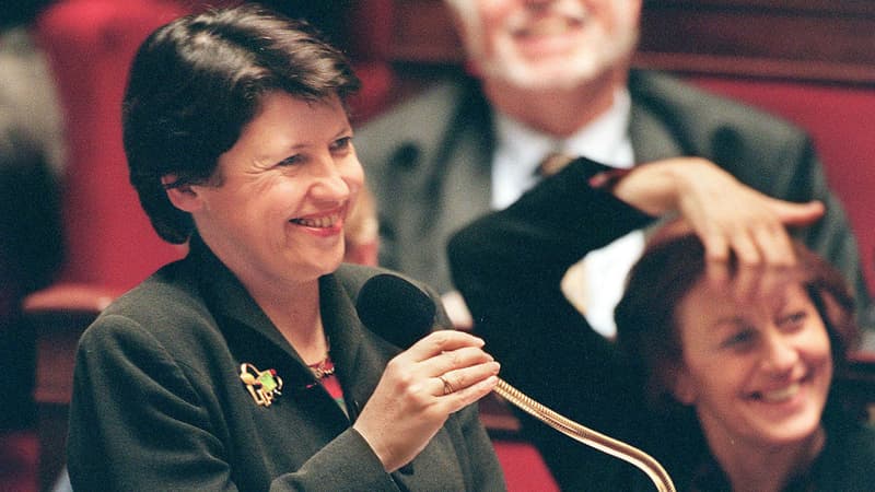 Martine Aubry, alors ministre du Travail, en mars 1998, lors des débats sur les 35h à l'Assemblée nationale.