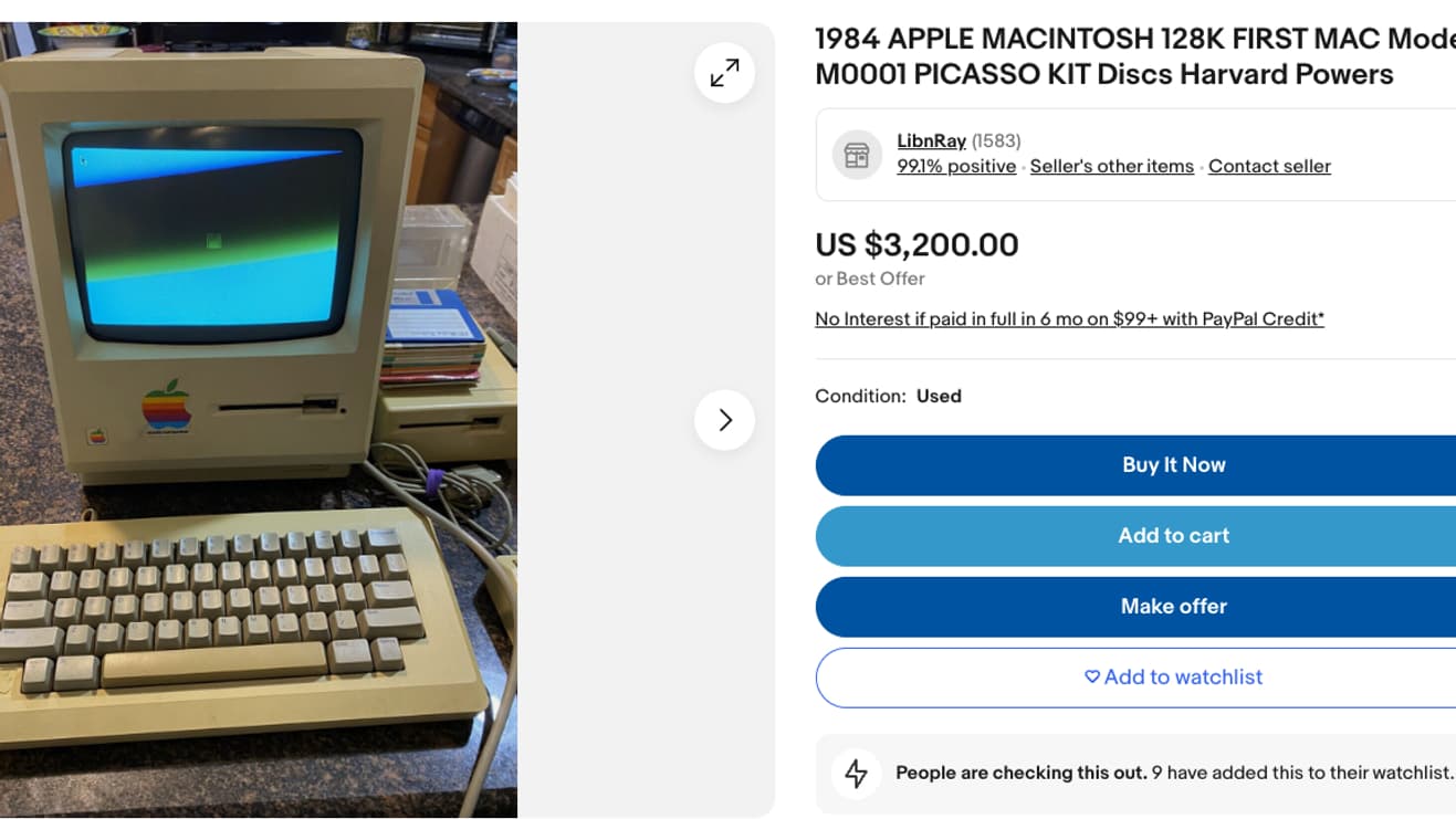 Une annonce pour un Macintosh de 1984 sur eBay
