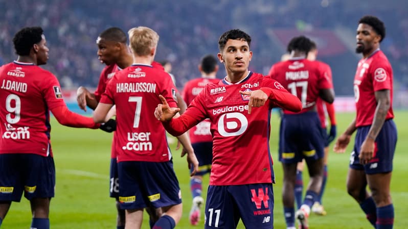 Osame Sahraoui auteur d'un doublé avec Lille lors de la 20e journée de Ligue 1, 1er février 2025