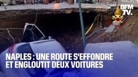 Une route s'effondre à Naples et engloutit deux voitures 