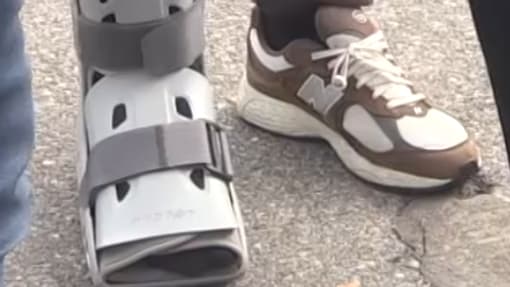 La botte de marche que Samuel Gigot portait au centre d'entraînement