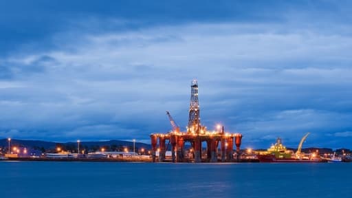 Une plateforme pétrolière en mer du Nord, au large de l'Ecosse.