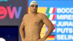 Florent Manaudou lors des championnats d'Europe de natation en petit bassin, à Glasgow le 6 décembre 2019