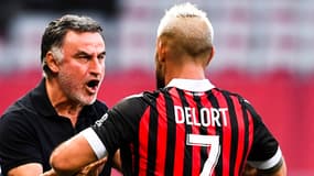 Christophe Galtier avec Andy Delort à Nice en mai 2022