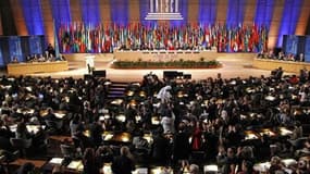 Au siège de l'Unesco à Paris après l'admission de la Palestine comme membre à part entière de cette institution le 31 octobre dernier. L'Organisation des Nations unies pour l'éducation, la science et la culture va suspendre ses activités jusqu'à la fin de