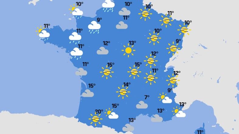 La carte des températures de mardi.