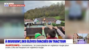 Crues dans le Pas-de-Calais: à Beussent, des élèves évacués en tracteur lundi