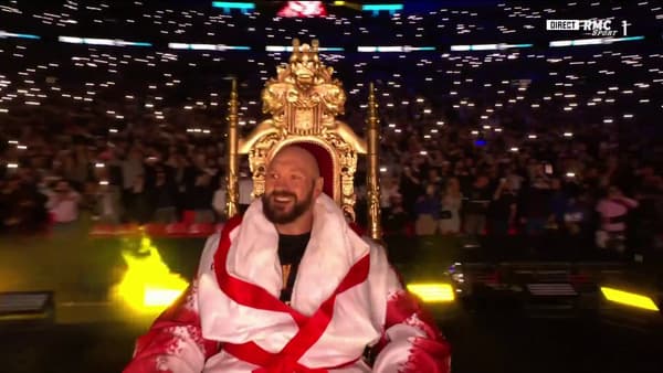 Tyson Fury on his throne at Wembley