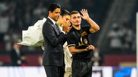 Le président du PSG Nasser Al-Khelaïfi et Marco Verratti le 15 septembre 2023