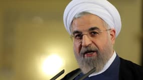 Le président iranien Hassan Rohani lors d'une conférence de presse à Téhéran le 3 avril 2015