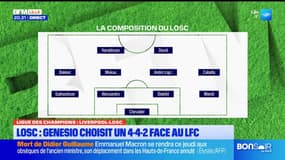 Ligue des Champions: Genesio choisit un 4-4-2 pour le déplacement du Losc à Liverpool