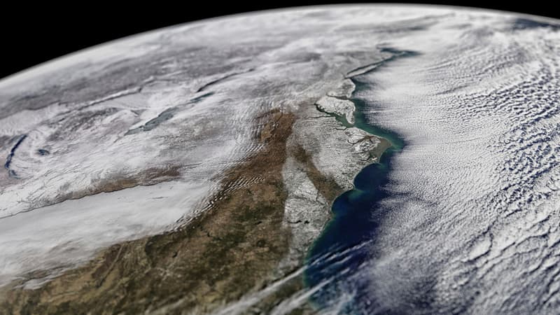 Image satellite de la vague de froid qui touche le Sud-Est des Etats-Unis.