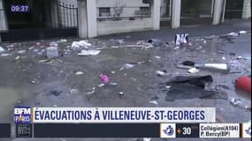Crue à Villeneuve-Saint-Georges: des rues sous l'eau et des déchets charriés