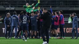 Lucas Chevalier et les joueurs du PSG lors du Trophée des champions face à l'OM - le 08/01/2026