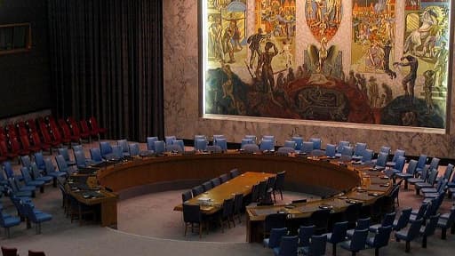 La salle de réunion du Conseil de sécurité à l'ONU.