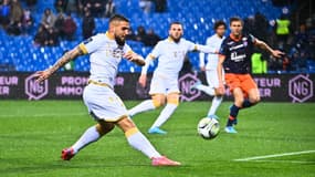 Andy Delort avec l'OGC Nice face à Montpellier, le 12 mars 2022.