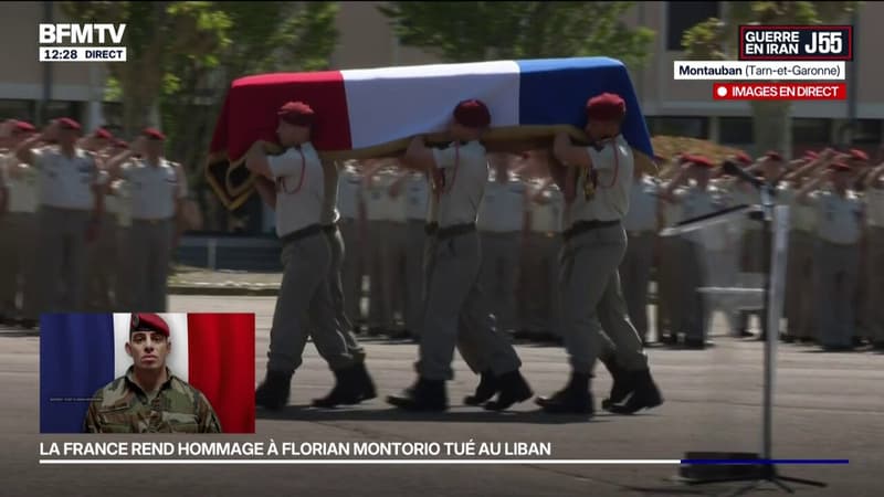 Le cercueil de l'adjudant Florian Montorio quitte la place d'armes du 17e RGP de Montauban