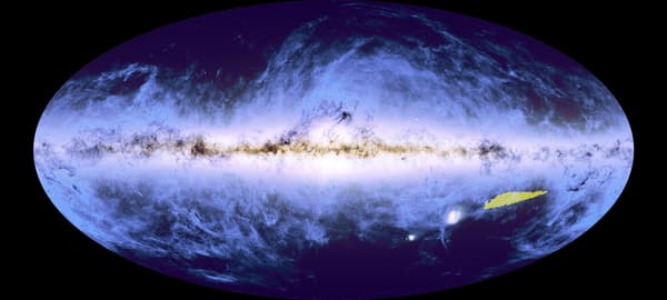 Pour l'instant, les astronomes de la mission n'ont reconstruit que 1% (partie jaune) de la galaxie. 